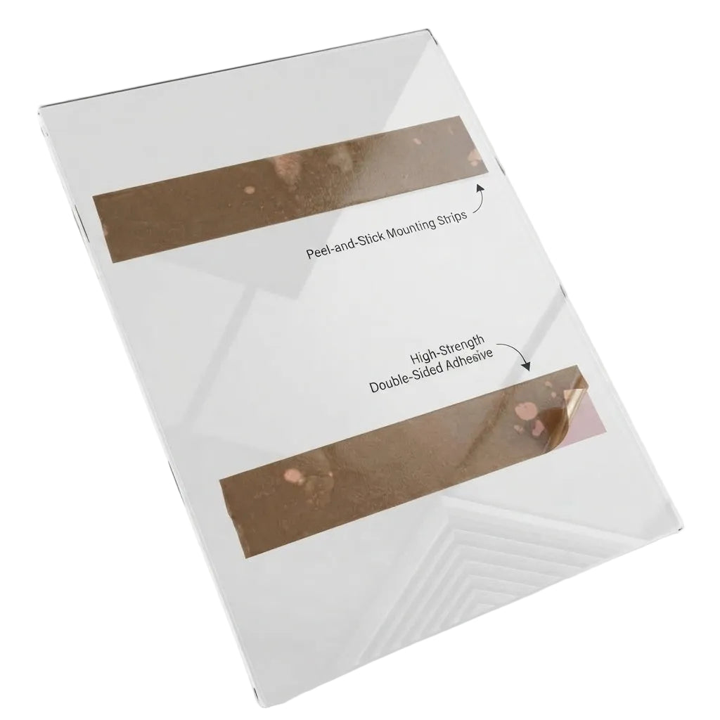 A4 Acrylic Wall Document Holder | Clear & Black | Double side tape mount