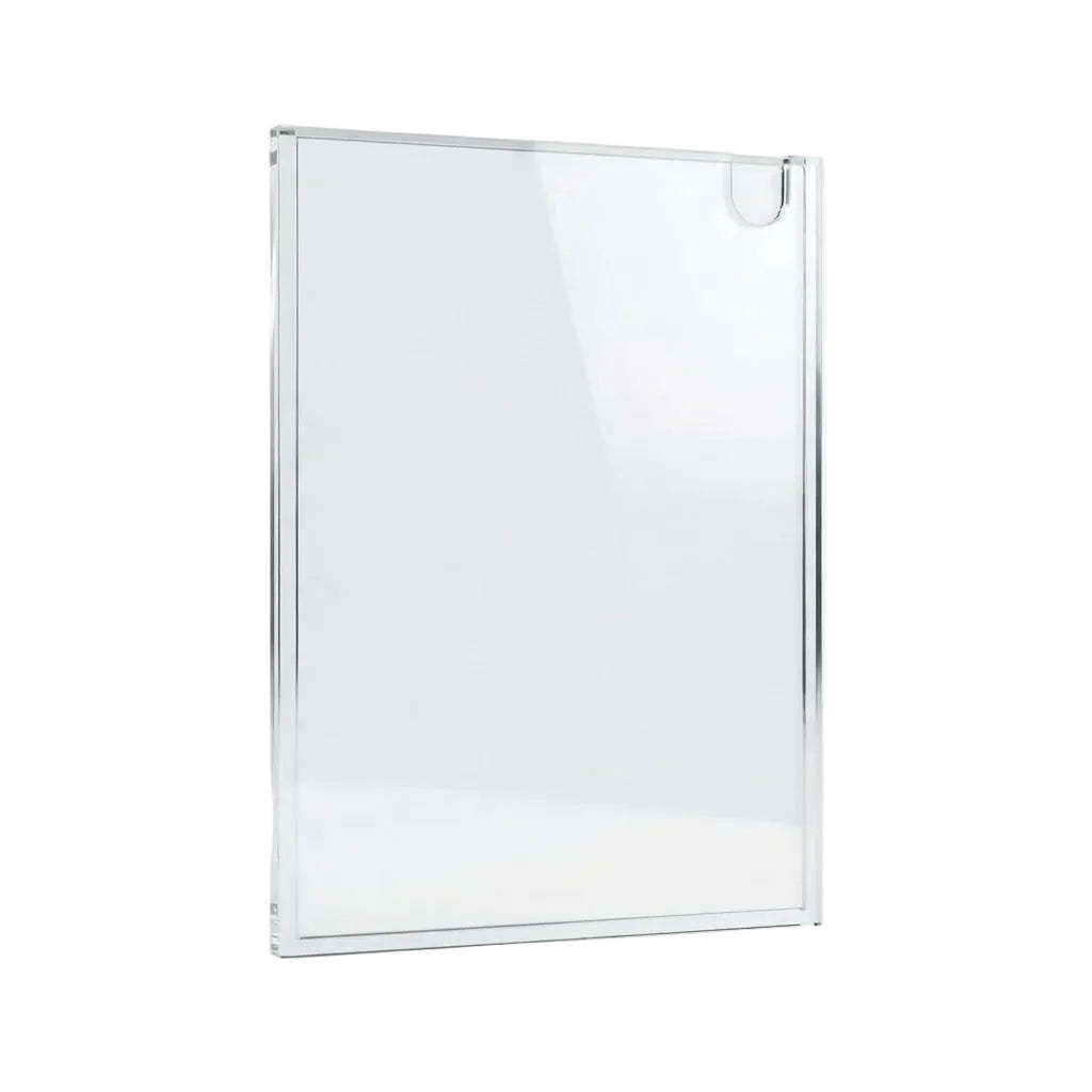A4 Acrylic Wall Document Holder | Clear & Black | Double side tape mount