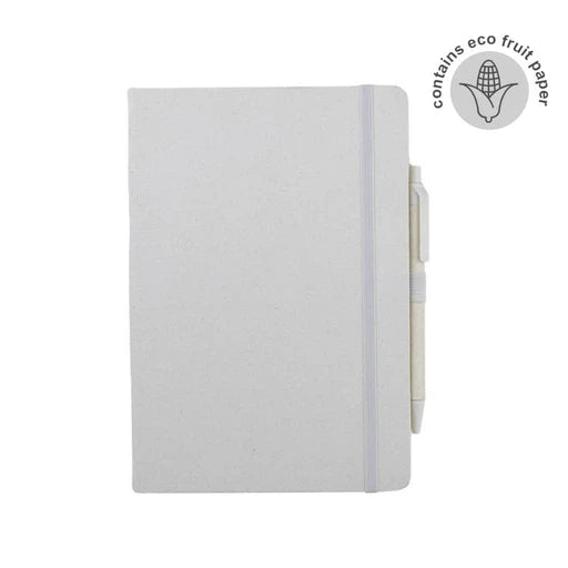 ABULA - eco-neutral® A5 Hard Cover Notebook & Pen Set-White-