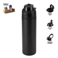 AERO SIP - Hans Larsen Recycled Stainless Steel Bottle with Dual Sip Lid-Black-