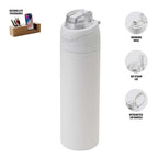 AERO SIP - Hans Larsen Recycled Stainless Steel Bottle with Dual Sip Lid-White-