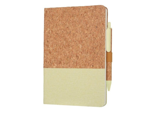 BORSA - eco-neutral A5 Cork Fabric Hard Cover Notebook and Pen Set-Beige-