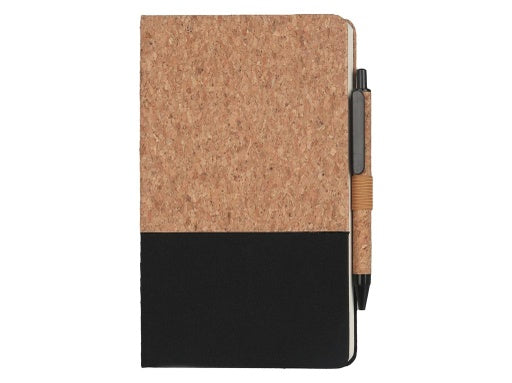 BORSA - eco-neutral A5 Cork Fabric Hard Cover Notebook and Pen Set-Black-