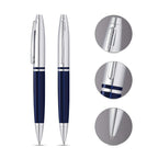 Cross Calais™ Chrome/Blue Lacquer with Polished Chrome Appointments Ballpoint Pen (Blue Ink)