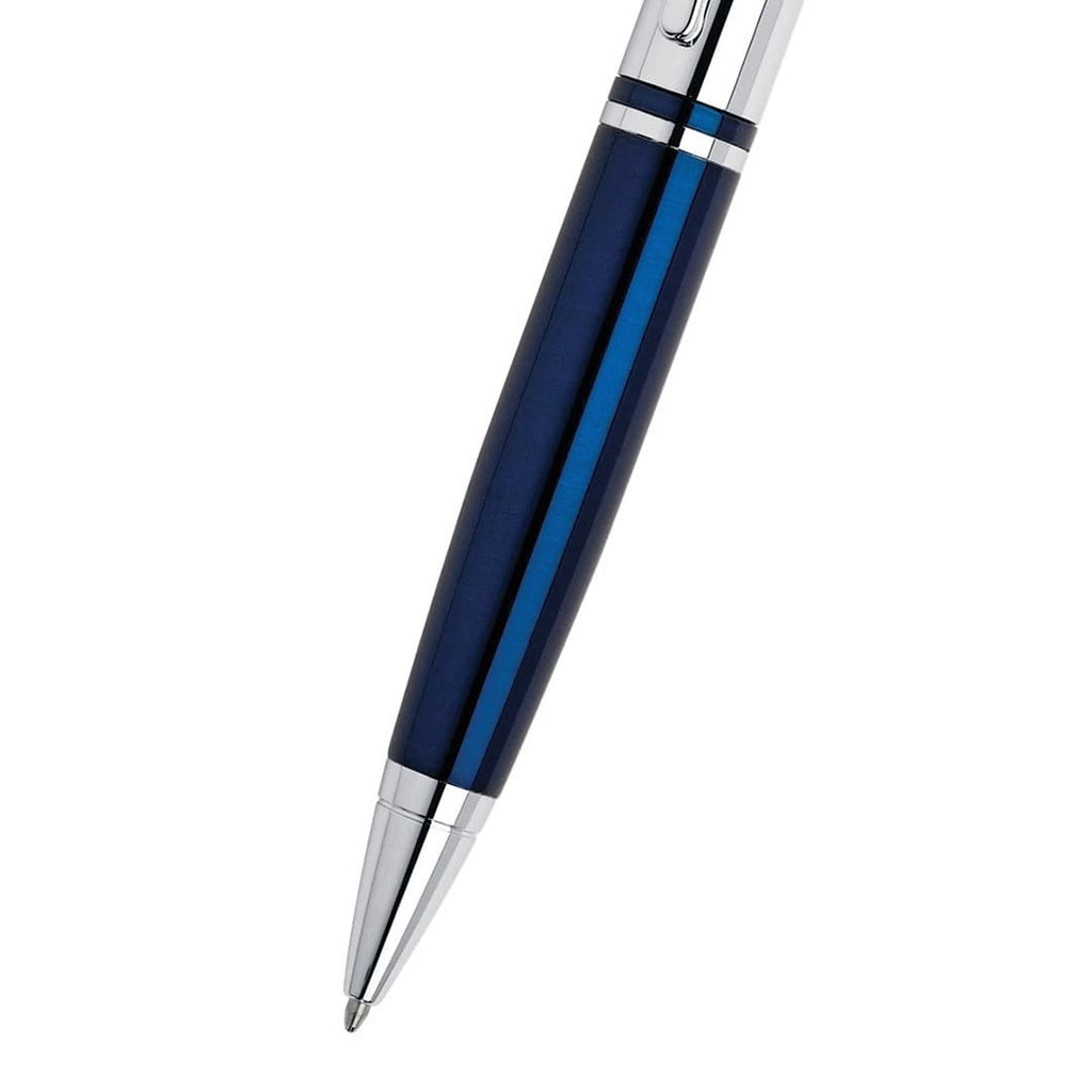 Cross Calais™ Chrome/Blue Lacquer with Polished Chrome Appointments Ballpoint Pen (Blue Ink)