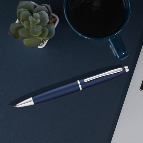 Cross Calais™ Matte Metallic Blue with Polished Chrome Appointments Ballpoint Pen (Blue Ink)