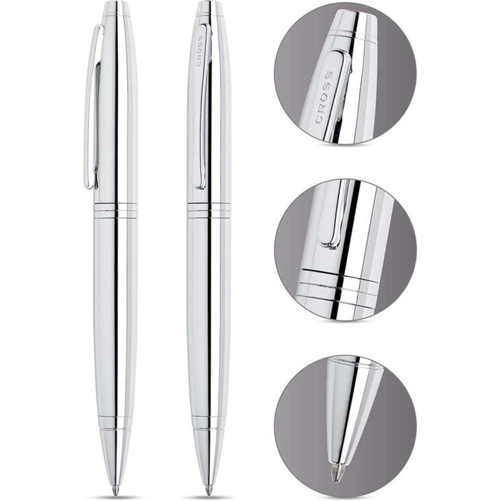 Cross Calais™ Polished Chrome with Polished Chrome Appointments Ballpoint Pen (Blue Ink)