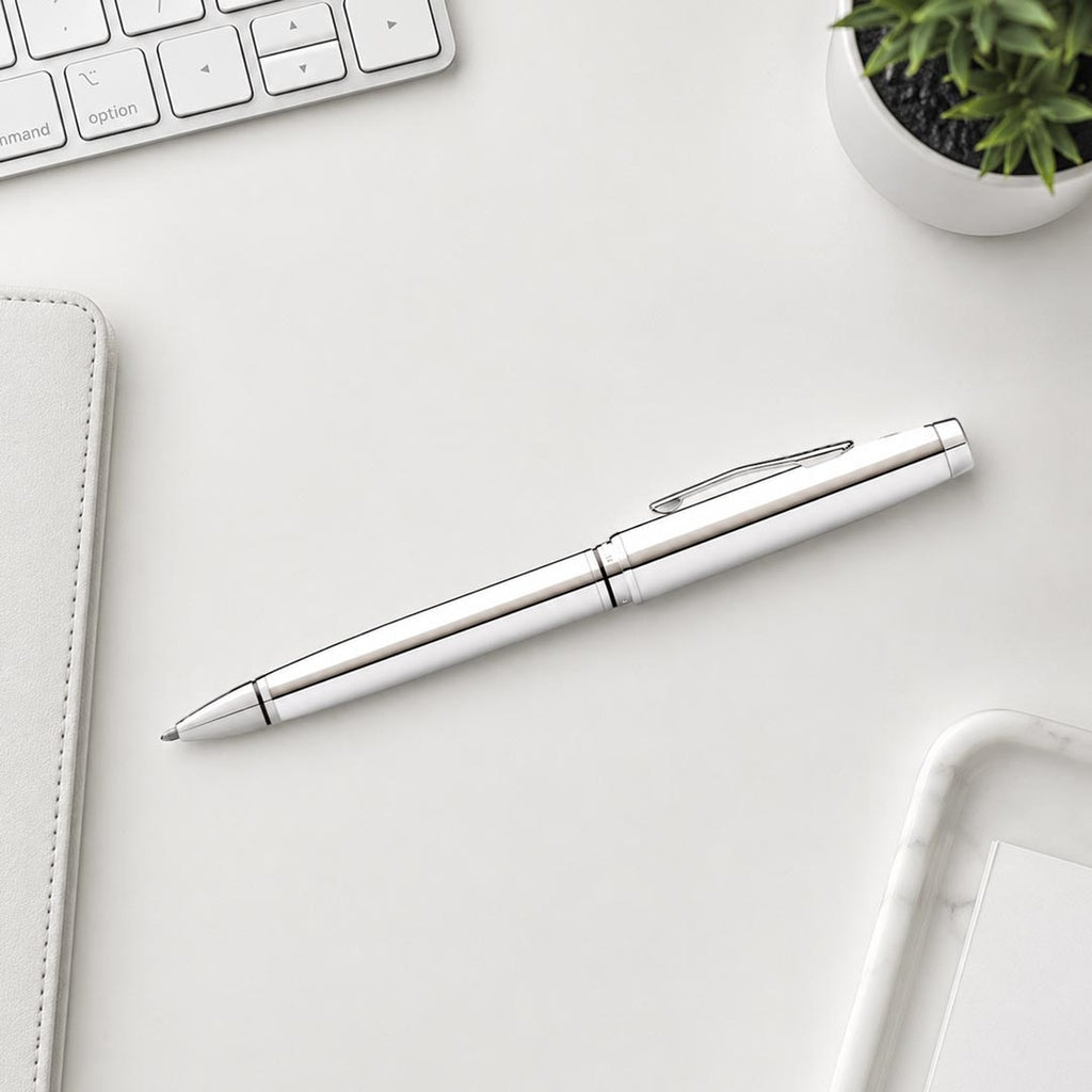 Cross Coventry Polished Chrome Ballpoint Pen (Blue Ink)