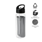 DEVON - Giftology RPET Cooling Towel in RPET Bottle 800 ml-Black-