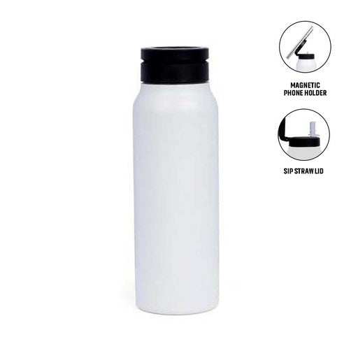 FERRO - Giftology Double Walled Vacuum Bottle with Mag Holder-White-
