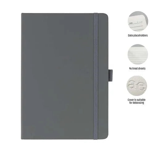 JURSI - Giftology A5 PU Notebook with Pen Loop-Gray-