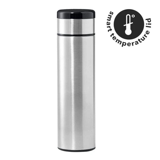 KOVEL - Giftology Double Walled Insulated Flask with Temperature Lid-Silver-