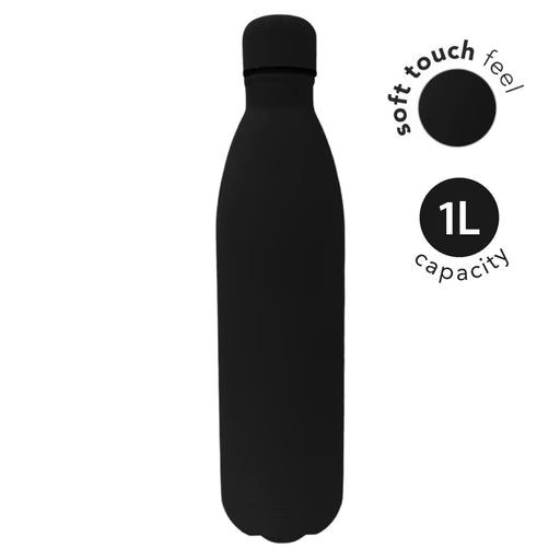 MODENA - Giftology Soft Touch lnsulated Water Bottle - 1L-Black-