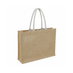 MONCLOVA - Jute Bag with Canvas Pocket - Natural-