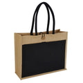 MONCLOVA - Jute Bag with Canvas Pocket - Natural-Blue-