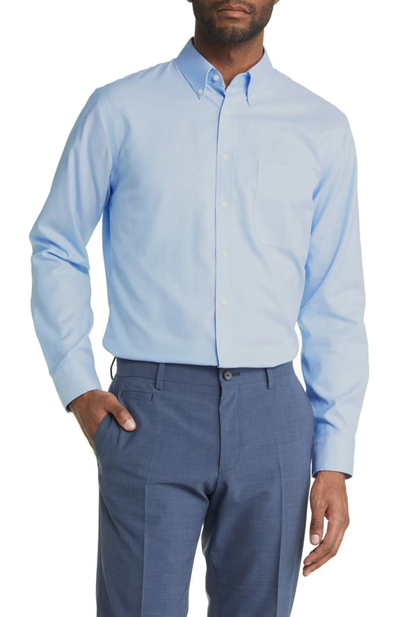 Oxford - Santhome Men's Business Wrinkle-Free Formal Shirt-Blue-