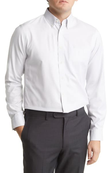 Oxford - Santhome Men's Business Wrinkle-Free Formal Shirt-White-