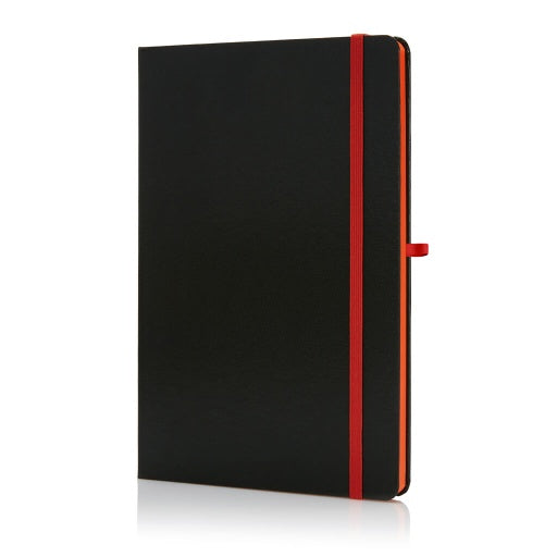 SUKH - SANTHOME A5 Hardcover Ruled Notebook Black-Orange-