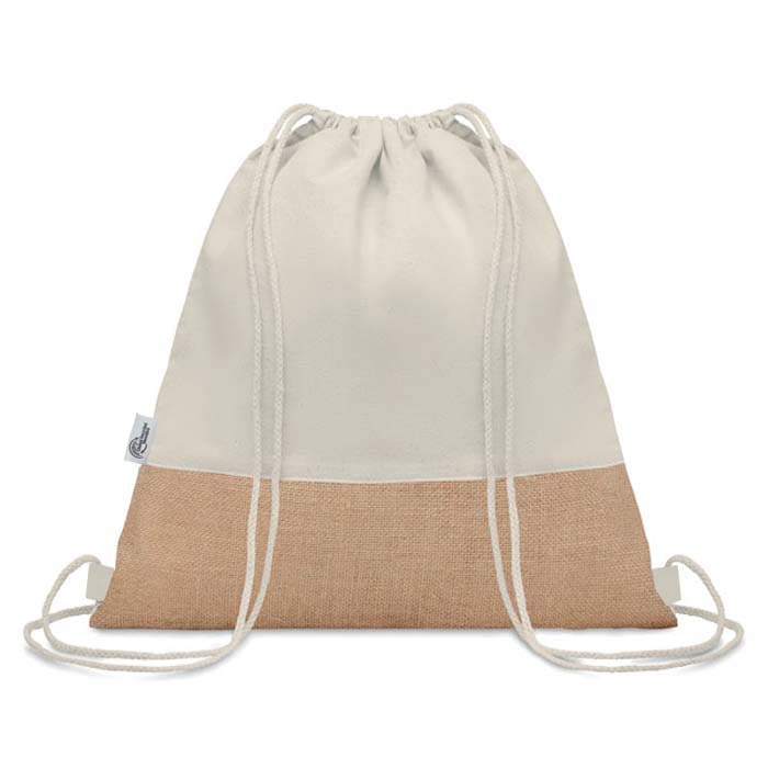 TRIGE - GRS-certified Recycled Cotton & Jute Drawstring Bag - Natural-