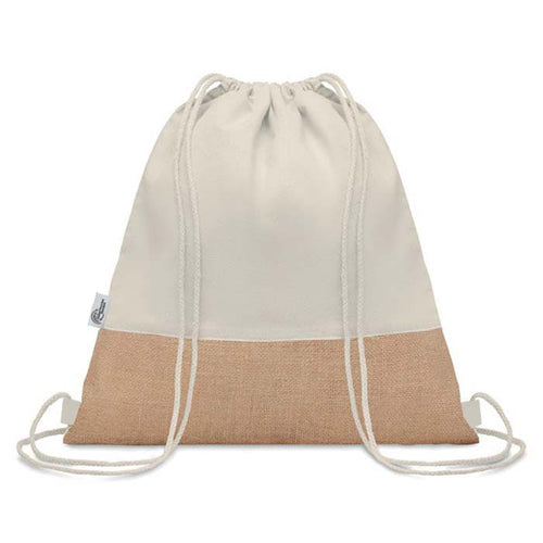 TRIGE - GRS-certified Recycled Cotton & Jute Drawstring Bag - Natural-